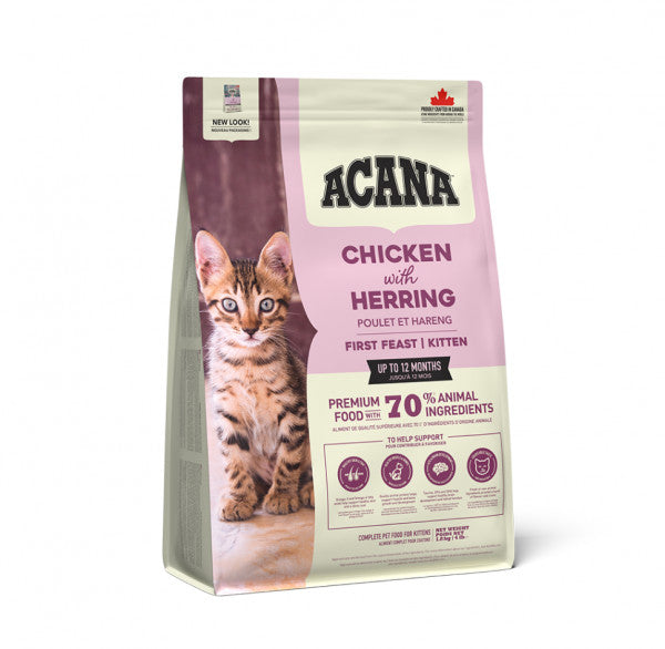 Acana First Feast Cat sausas pašaras kačiukams su paukštiena ir silke (1,8 kg)