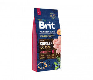 Brit Premium By Nature Junior L sausas pašaras šunims 15 kg