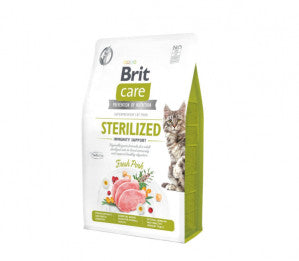 Brit Care Cat GF Sterilized Immunity Support sausas pašaras katėms 7 kg