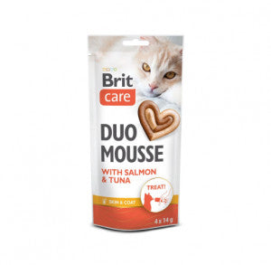 Brit Care Cat Creamy Duo Mousse with Salmon and Tuna tyrelės skanėstai katėms 56 g