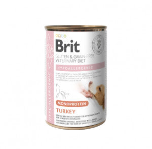 Brit GF Veterinary Diets konservuotas pašaras šunims Hypoallergenic Monoprotein Turkey 400g