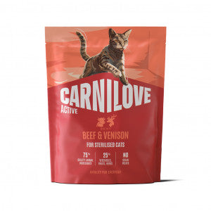 CARNILOVE ACTIVE Cat Beef & Venison Sterilised sausas pašaras katėms 400 g
