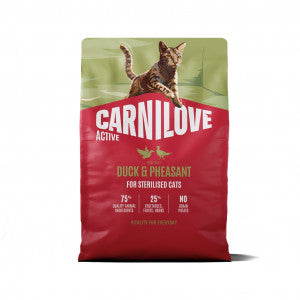 CARNILOVE ACTIVE Cat Duck & Pheasant Sterilised sausas pašaras katėms 2 kg