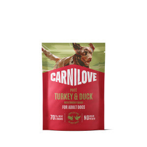 CARNILOVE Paté Turkey & Duck with Timothy Grass konservuotas pašaras šunims 300 g