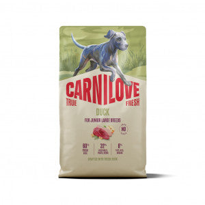 CARNILOVE TRUE FRESH Dog Duck Junior Large Breed sausas pašaras šuniukams 4 kg