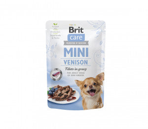 Brit Care Mini konservuotas pašaras šunims maiš. Venison fillets in gravy 85 g