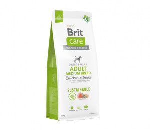 Brit Care Sustainable Adult Medium Breed Chicken&Insect sausas pašaras šunims su vištiena ir vabzdžiais 3 kg